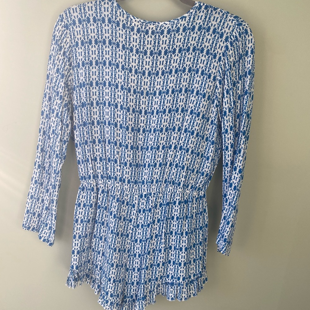 Ghanda Blue Patterned Ruffle Romper - Picture 4 of 5